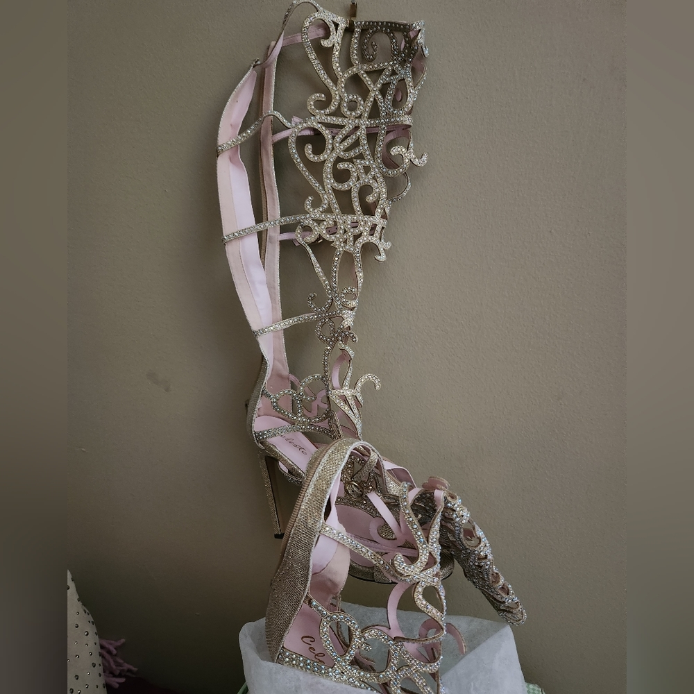 Long strapped blingy sandals